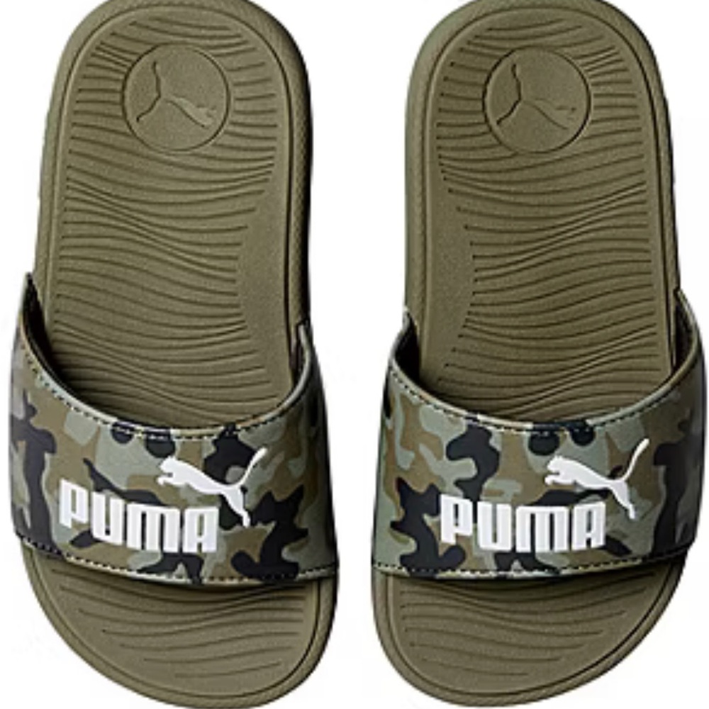 Puma Green Camouflage Slides Kids Size 12